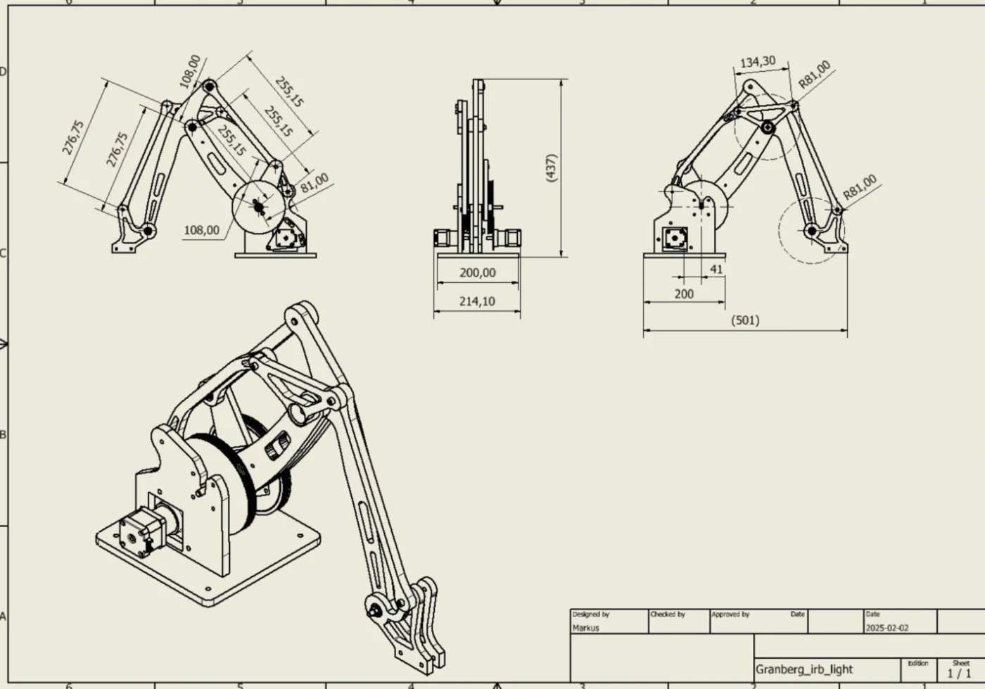 Hi, I built a 3DOF arm (base, shoulder, elbow, parallelogram). Can AR4 software’s 3rd party robot option support this? D