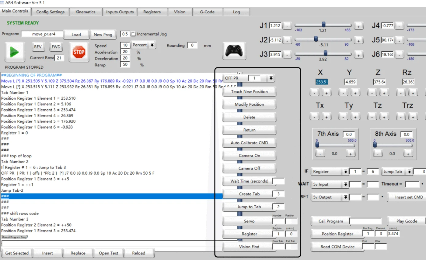 AR4 PC interface scrollbar blocked in program window – how to fix?